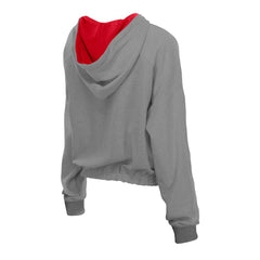 Heather Gray Philadelphia Phillies New Era Women's Reversed Out French Terry Quarter-Zip Banded Crop Hoodie