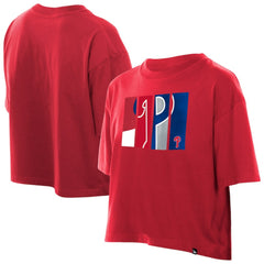 Red Philadelphia Phillies New Era Women's Boxy Foil Logo T-Shirt