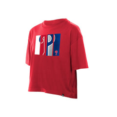 Red Philadelphia Phillies New Era Women's Boxy Foil Logo T-Shirt