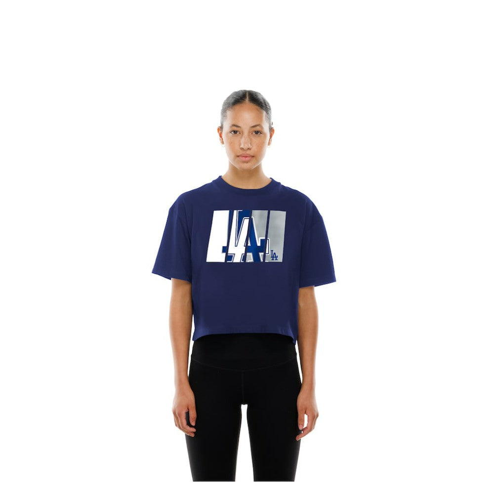 Royal Los Angeles Dodgers New Era Women's Boxy Foil Logo T-Shirt