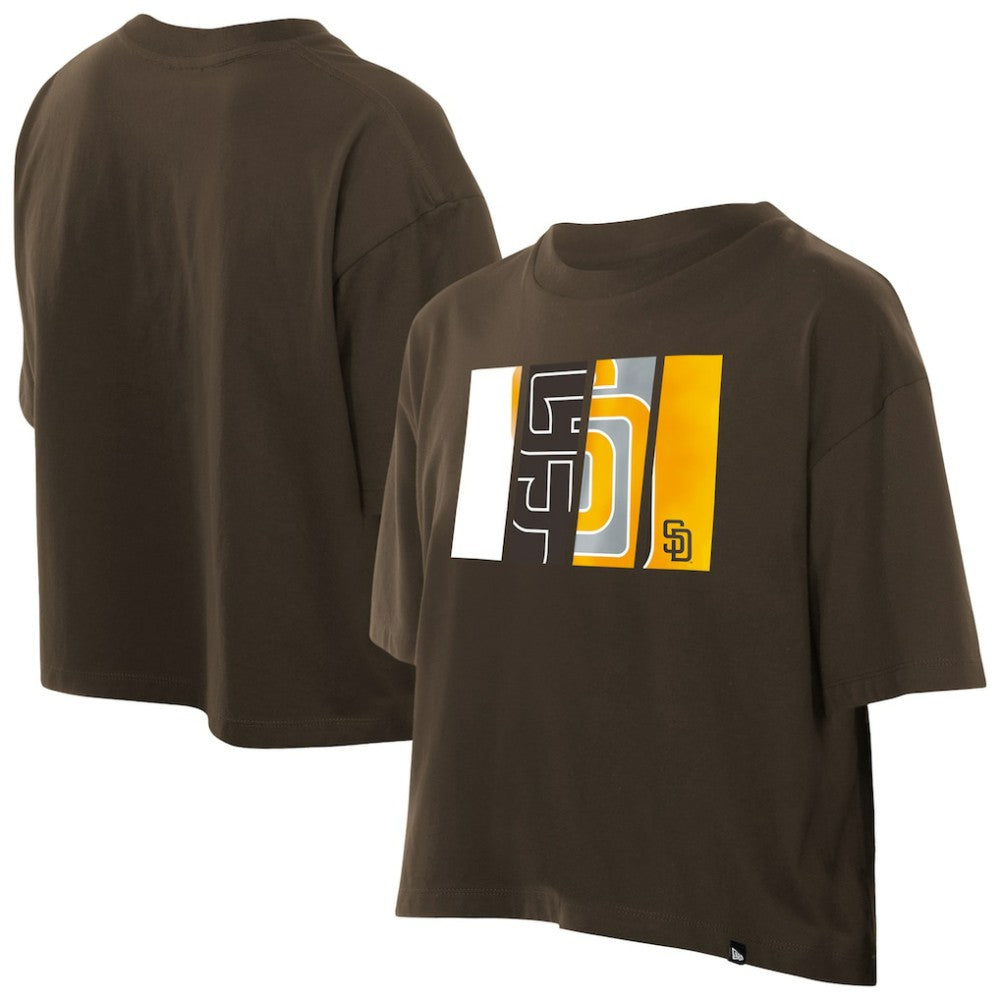Brown San Diego Padres New Era Women's Boxy Foil Logo T-Shirt