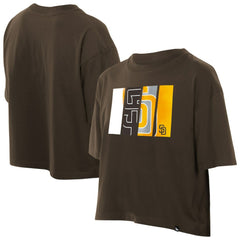 Brown San Diego Padres New Era Women's Boxy Foil Logo T-Shirt