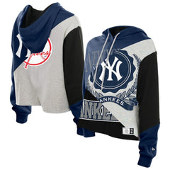 New York Yankees New Era Women's Upcycled Color Block Cropped Boxy Hoodie
