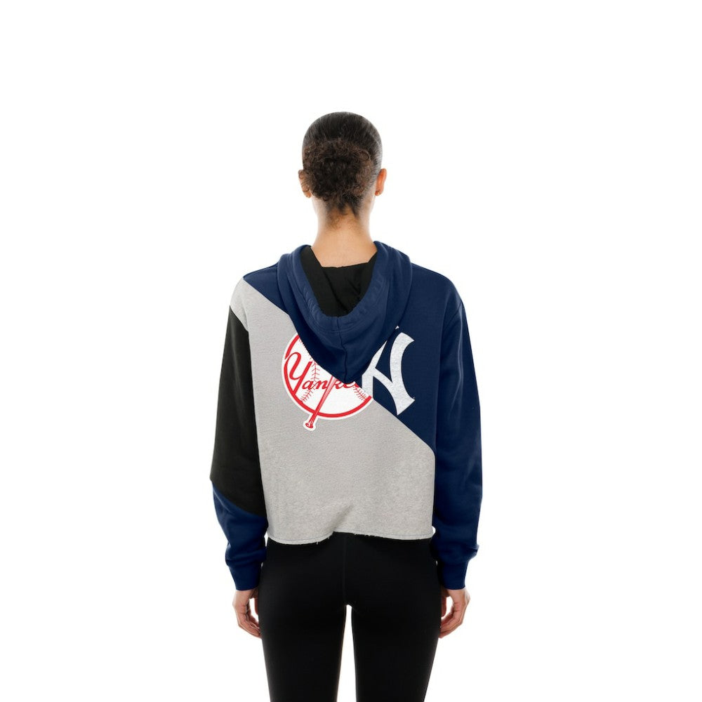 New York Yankees New Era Women's Upcycled Color Block Cropped Boxy Hoodie