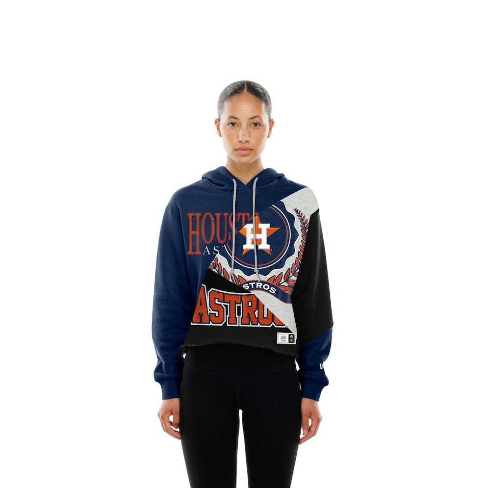 Houston Astros New Era Women's Upcycled Color Block Cropped Boxy Hoodie