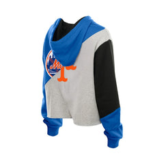 New York Mets New Era Women's Upcycled Color Block Cropped Boxy Hoodie
