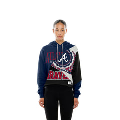 Atlanta Braves New Era Women's Upcycled Color Block Cropped Boxy Hoodie