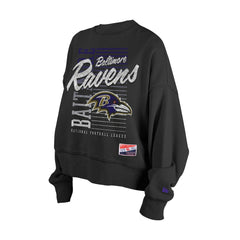 Women's Oversized Throwback Mineral Wash Crew Neck Sweatshirt - Baltimore Ravens Sweatshirts