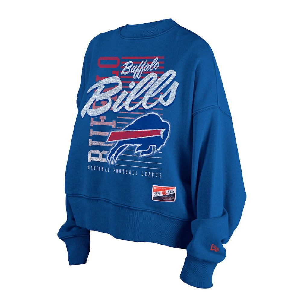 Women's Oversized Throwback Mineral Wash Crew Neck Sweatshirt - Buffalo Bills Sweatshirts