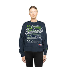 Women's Oversized Throwback Mineral Wash Crew Neck Sweatshirt - Seattle Seahawks Sweatshirts