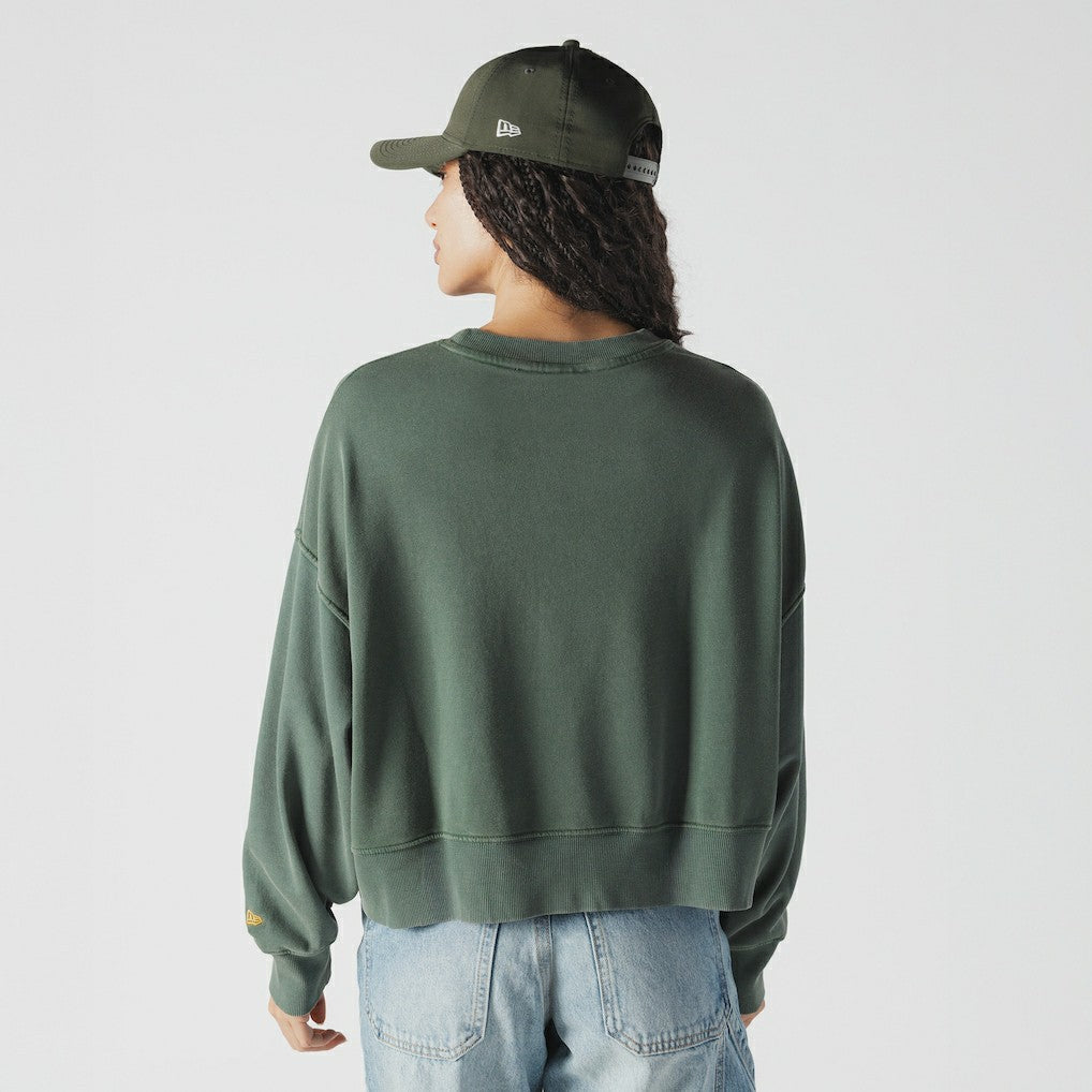 Women's Oversized Throwback Mineral Wash Crew Neck Sweatshirt - Green Bay Packers Sweatshirts