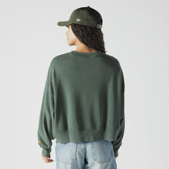 Women's Oversized Throwback Mineral Wash Crew Neck Sweatshirt - Green Bay Packers Sweatshirts
