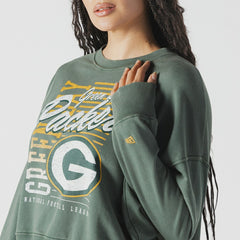 Women's Oversized Throwback Mineral Wash Crew Neck Sweatshirt - Green Bay Packers Sweatshirts