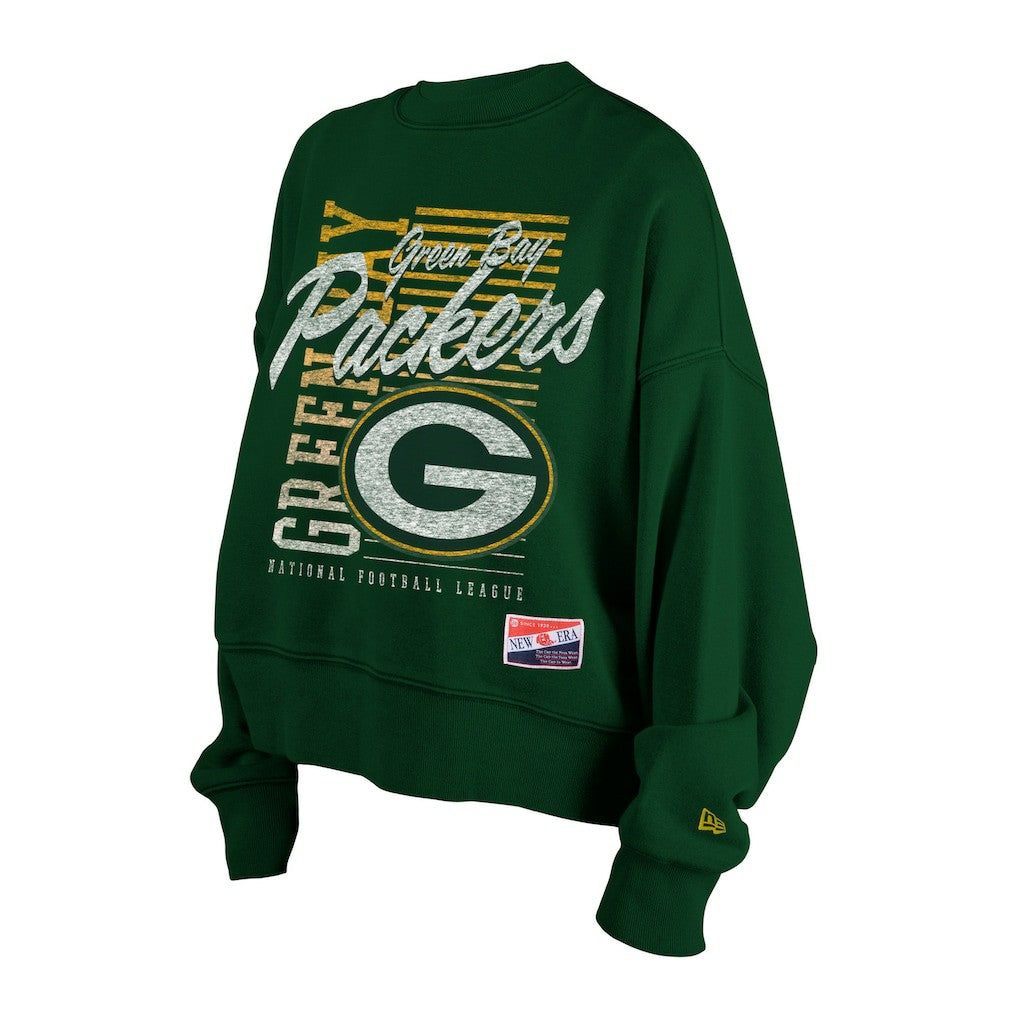 Women's Oversized Throwback Mineral Wash Crew Neck Sweatshirt - Green Bay Packers Sweatshirts