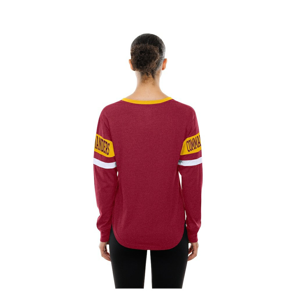 Women's Throwback Lace-Up Long-Sleeve T-Shirt - Washington Commanders T-shirts