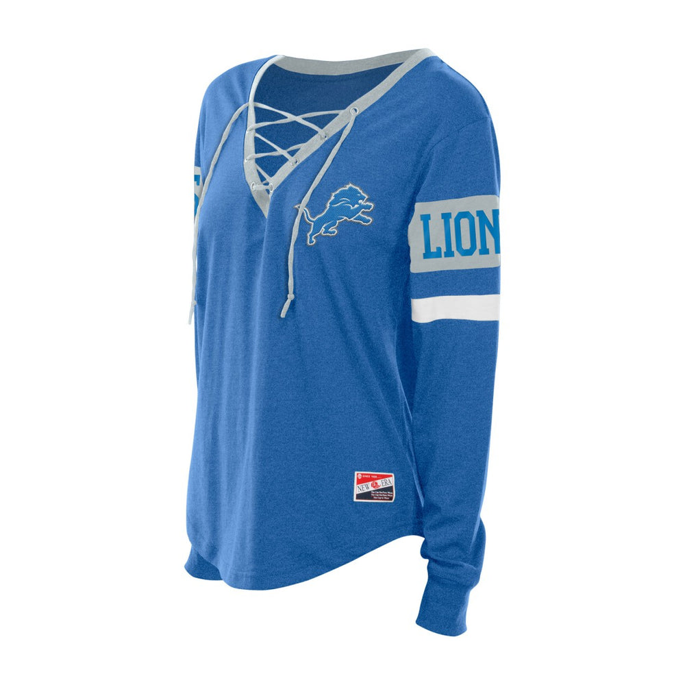 Women's Throwback Lace-Up Long-Sleeve T-Shirt - Detroit Lions T-shirts