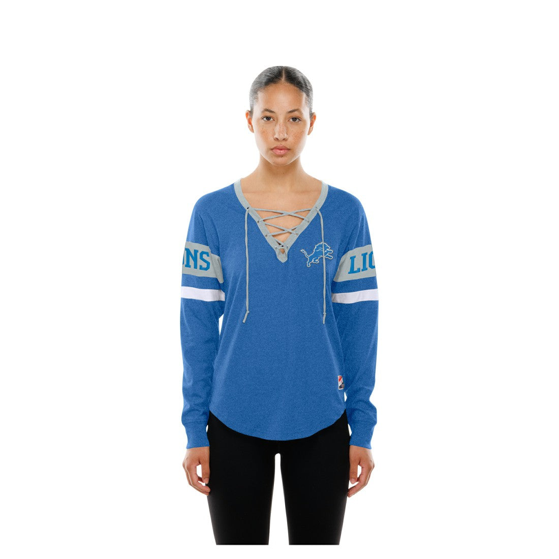 Women's Throwback Lace-Up Long-Sleeve T-Shirt - Detroit Lions T-shirts