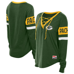 Women's Throwback Lace-Up Long-Sleeve T-Shirt - Green Bay Packers T-shirts