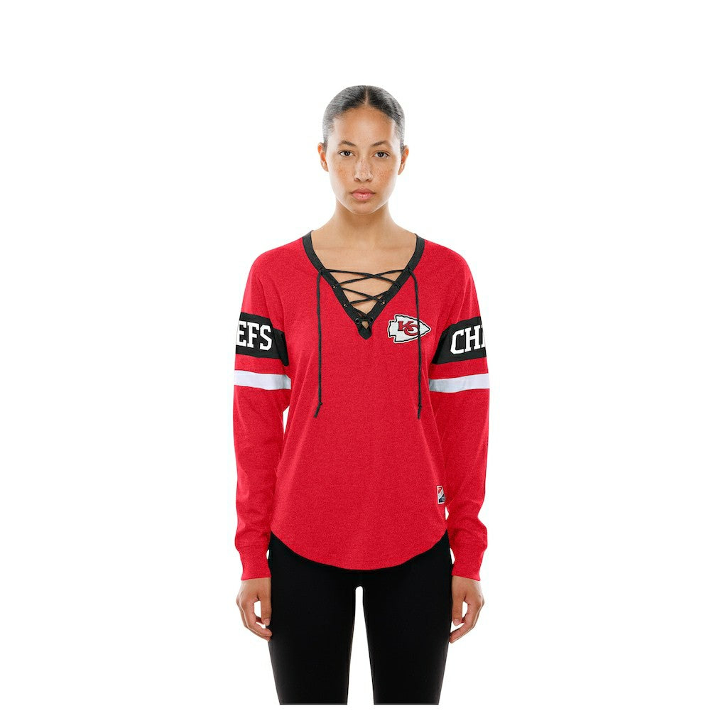 Women's Throwback Lace-Up Long-Sleeve T-Shirt - Kansas City Chiefs T-shirts