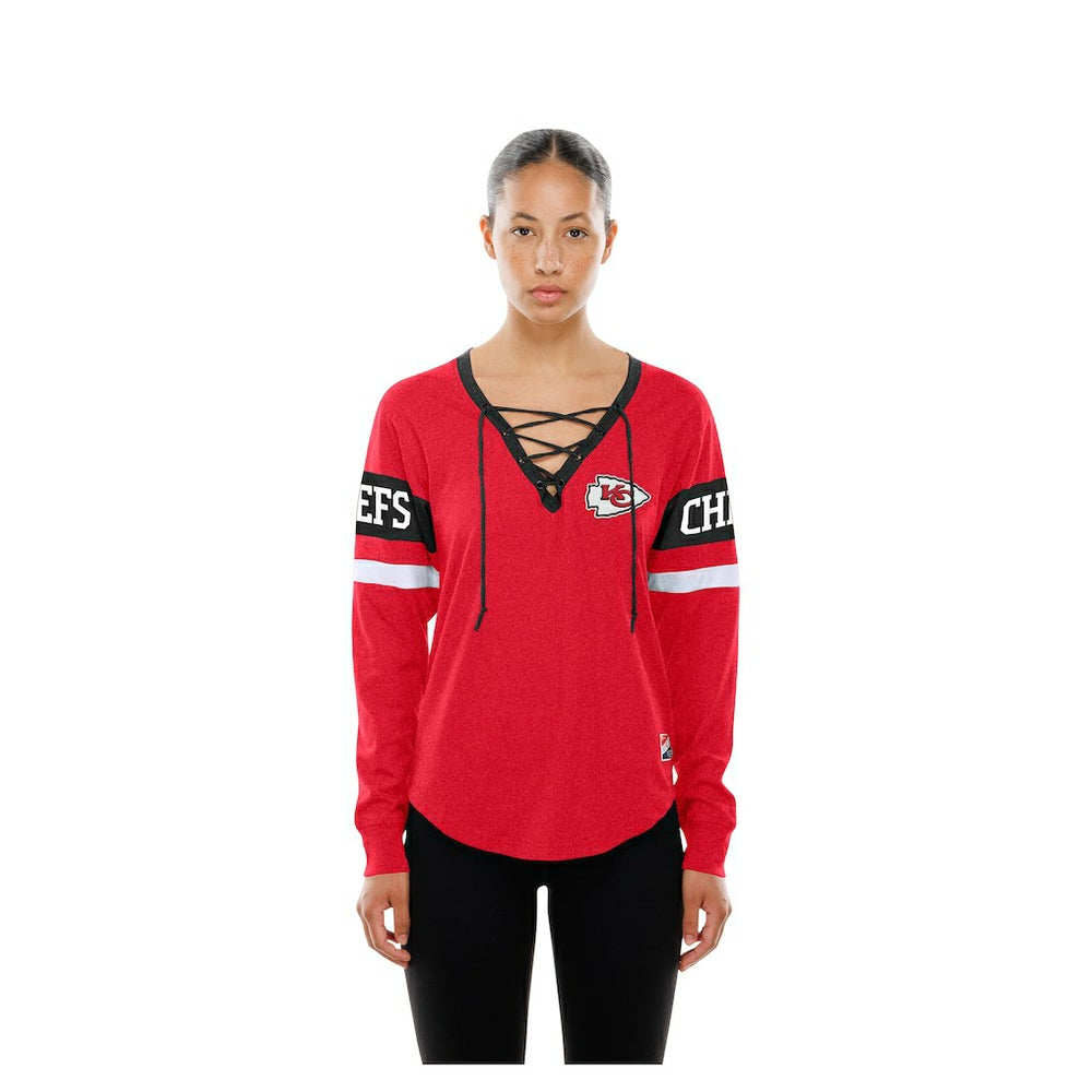 Women's Throwback Lace-Up Long-Sleeve T-Shirt - Kansas City Chiefs T-shirts