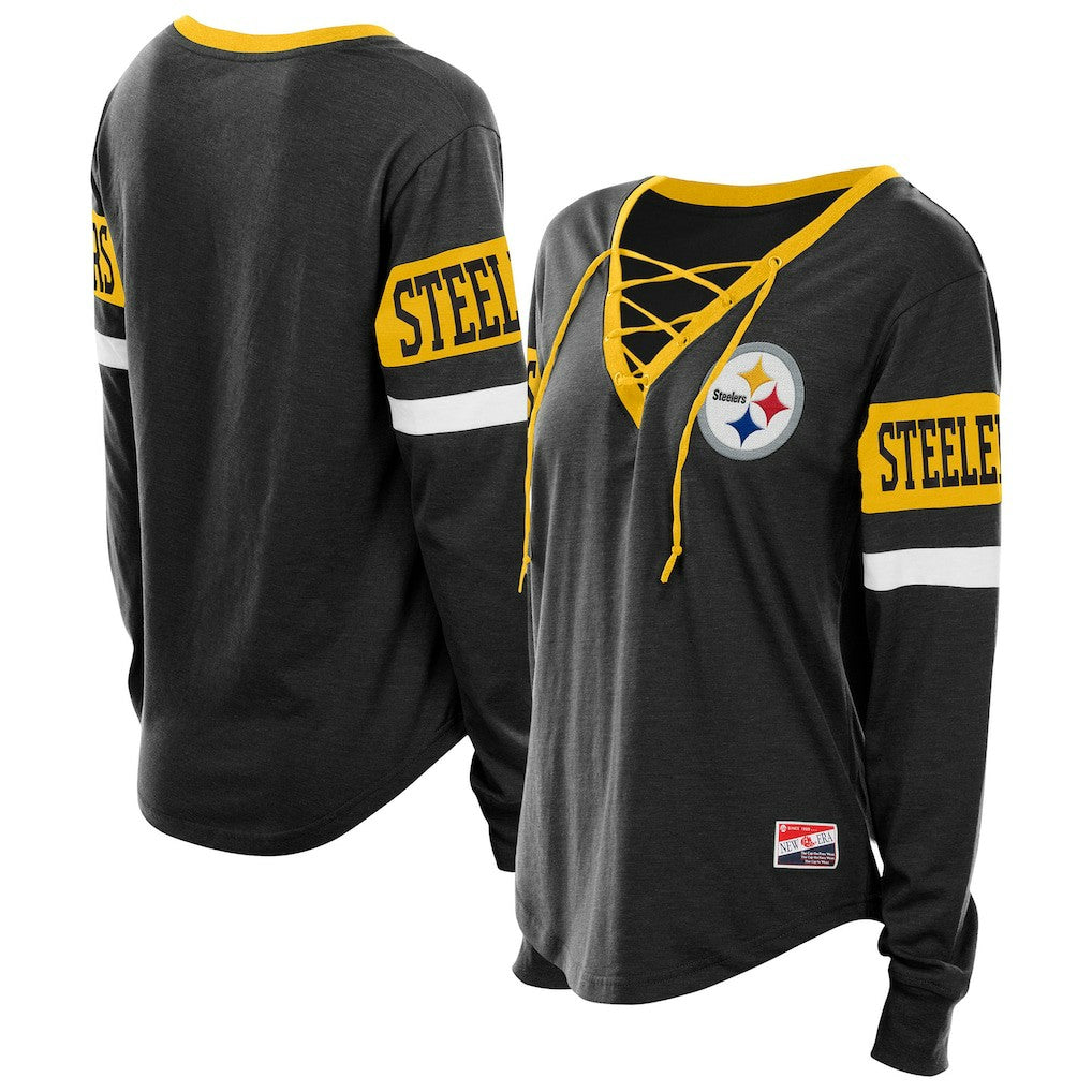 Women's Throwback Lace-Up Long-Sleeve T-Shirt - Pittsburgh Steelers T-shirts