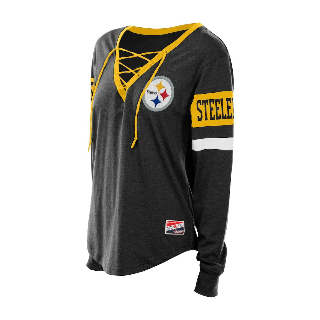 Women's Throwback Lace-Up Long-Sleeve T-Shirt - Pittsburgh Steelers T-shirts
