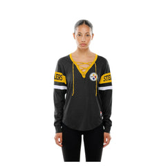 Women's Throwback Lace-Up Long-Sleeve T-Shirt - Pittsburgh Steelers T-shirts