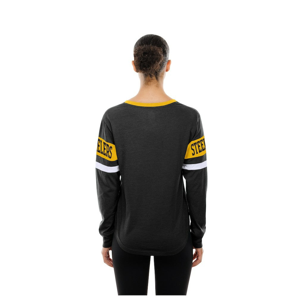 Women's Throwback Lace-Up Long-Sleeve T-Shirt - Pittsburgh Steelers T-shirts