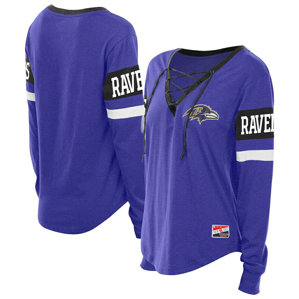 Women's Throwback Lace-Up Long-Sleeve T-Shirt - Baltimore Ravens T-shirts