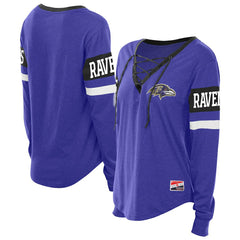 Women's Throwback Lace-Up Long-Sleeve T-Shirt - Baltimore Ravens T-shirts