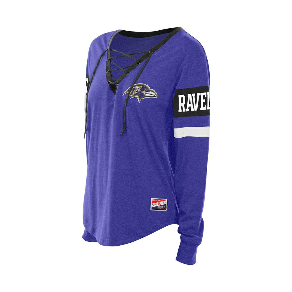 Women's Throwback Lace-Up Long-Sleeve T-Shirt - Baltimore Ravens T-shirts