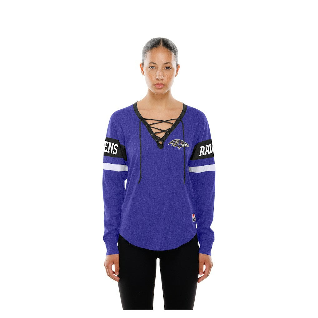 Women's Throwback Lace-Up Long-Sleeve T-Shirt - Baltimore Ravens T-shirts