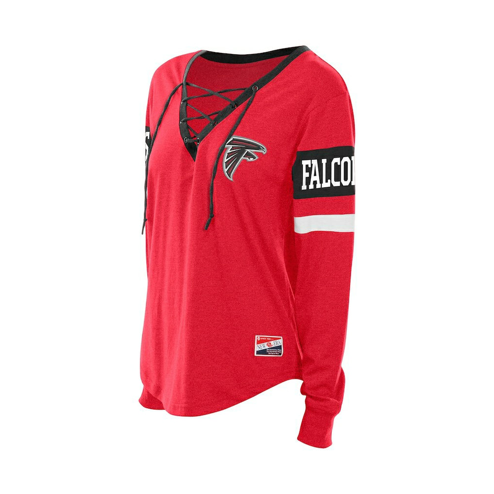 Women's Throwback Lace-Up Long-Sleeve T-Shirt - Atlanta Falcons T-shirts