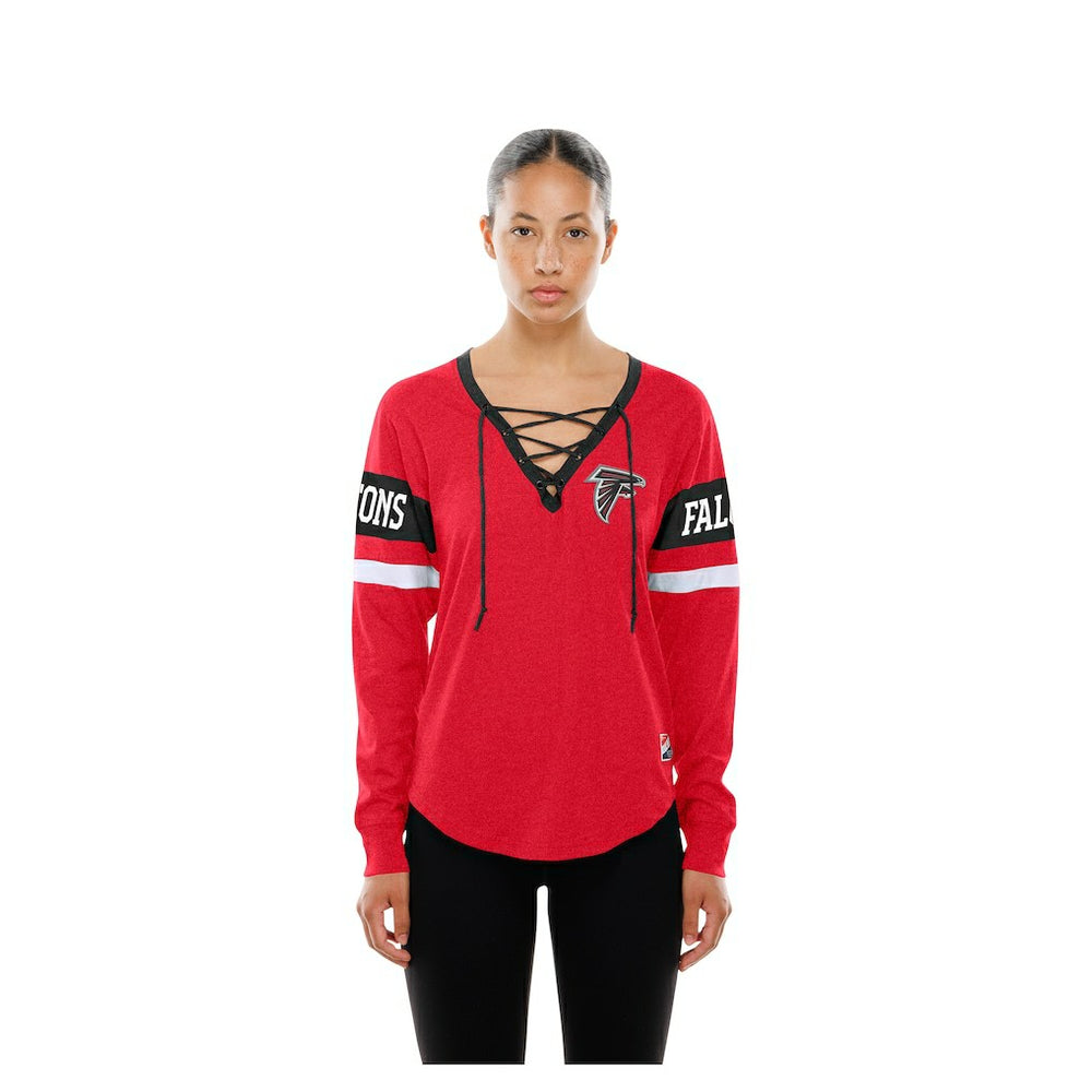 Women's Throwback Lace-Up Long-Sleeve T-Shirt - Atlanta Falcons T-shirts