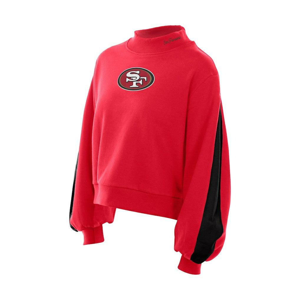 Women's Sport Night Mock Neck Balloon Sleeve Pullover Sweatshirt - San Francisco 49ers Pullover