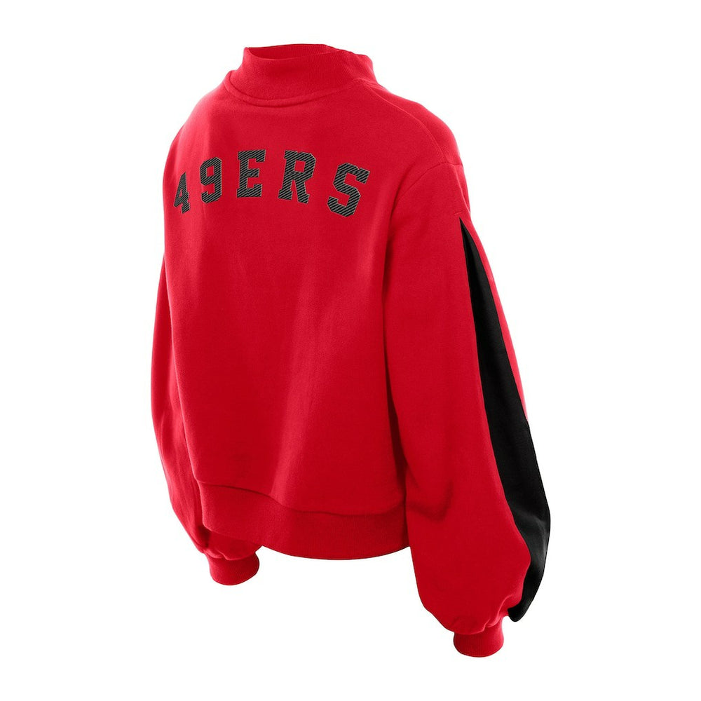 Women's Sport Night Mock Neck Balloon Sleeve Pullover Sweatshirt - San Francisco 49ers Pullover