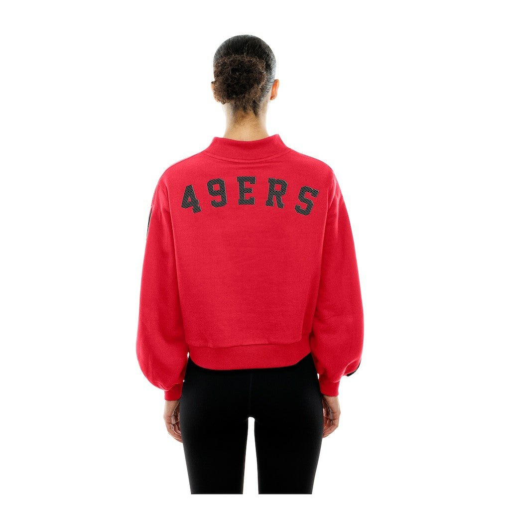 Women's Sport Night Mock Neck Balloon Sleeve Pullover Sweatshirt - San Francisco 49ers Pullover
