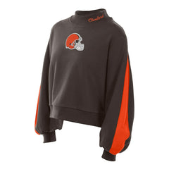 Women's Sport Night Mock Neck Balloon Sleeve Pullover Sweatshirt - Cleveland Browns Pullover