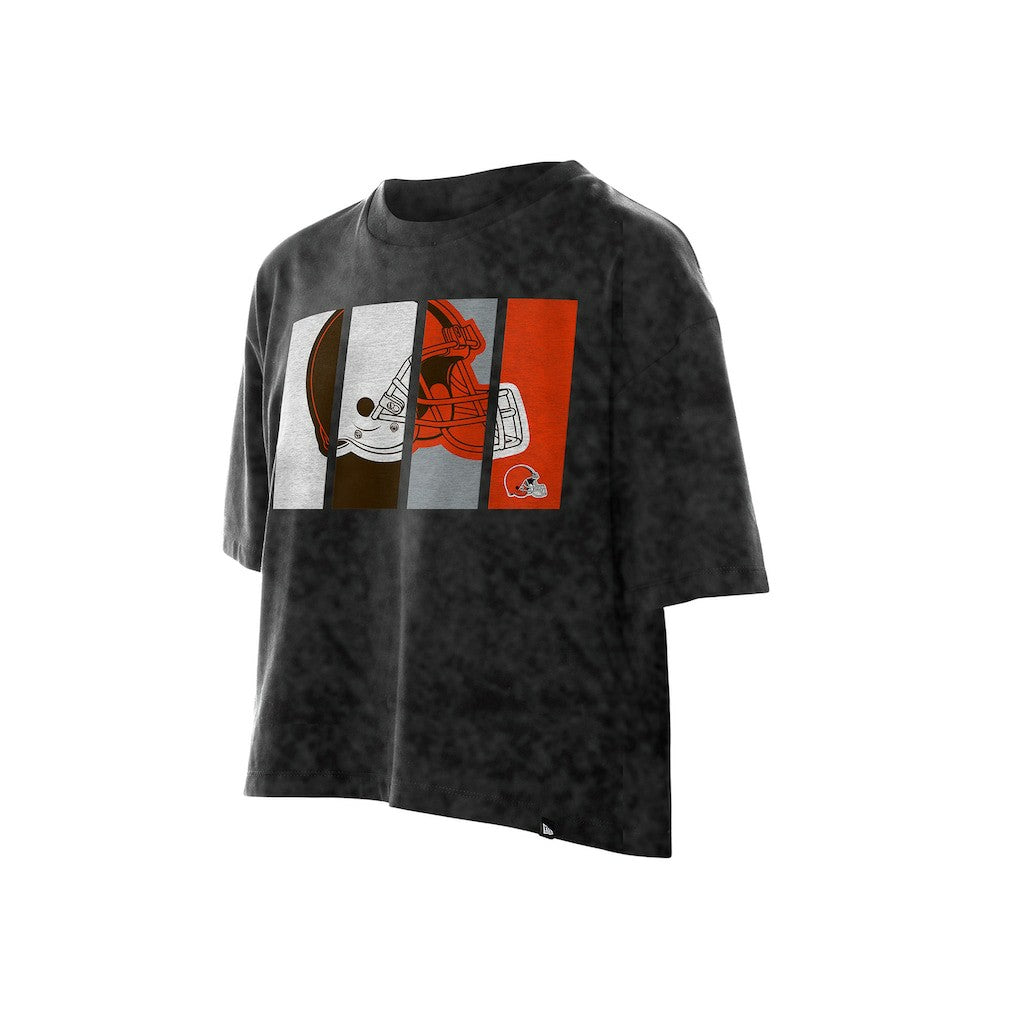 Women's Boxy Cropped Sport Night Mineral Wash T-Shirt - Cleveland Browns T-shirts