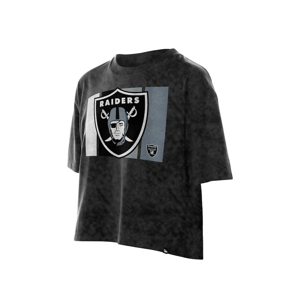 Women's Boxy Cropped Sport Night Mineral Wash T-Shirt - Las Vegas Raiders T-shirts
