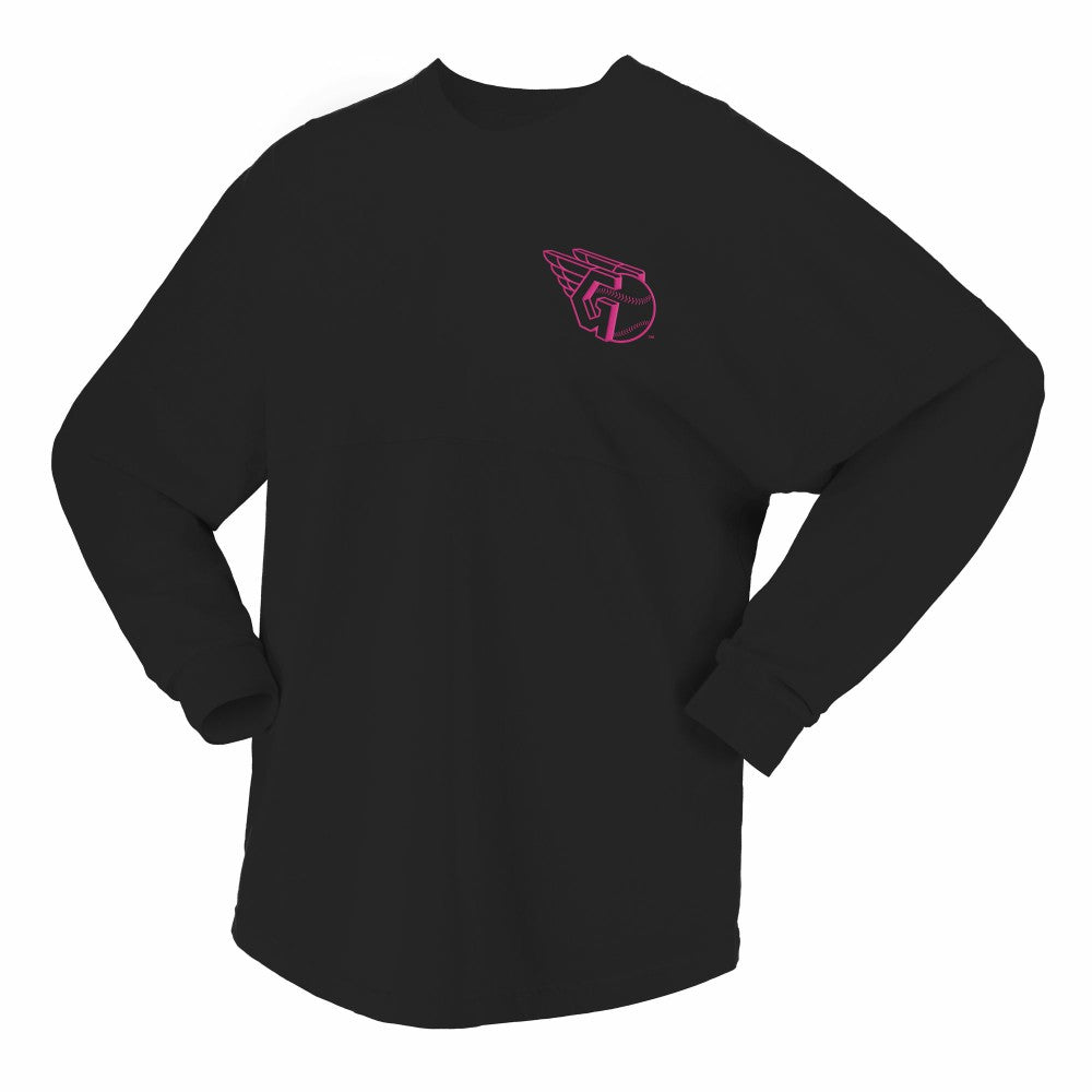 Black Cleveland Guardians Fanatics Women's Neon Jersey Long Sleeve T-Shirt