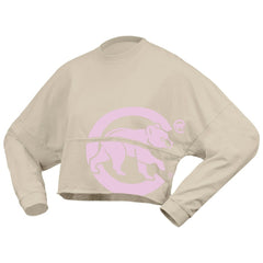 Cream Chicago Cubs Fanatics Women's Floral Preppy Cropped Long Sleeve T-Shirt