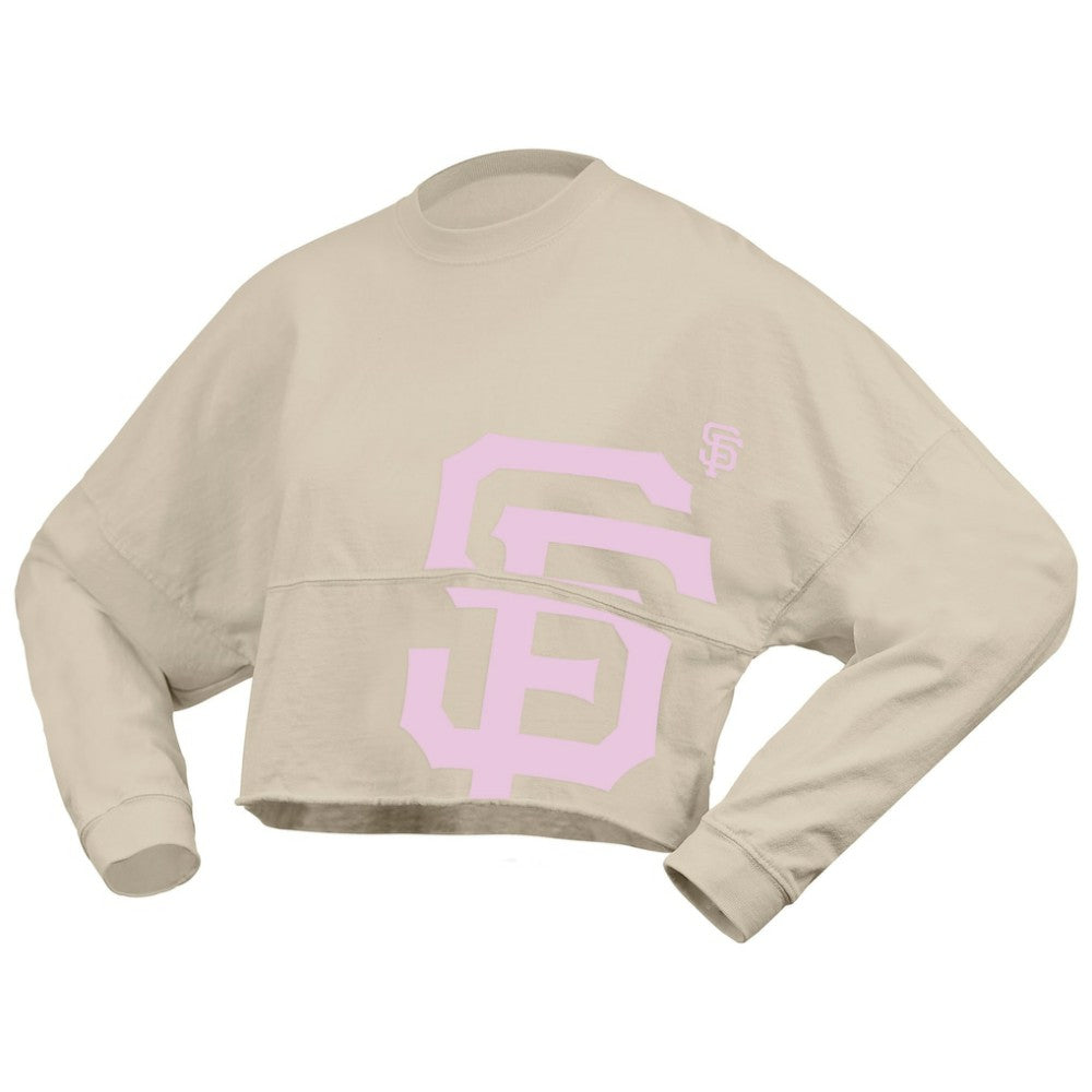 Cream San Francisco Giants Fanatics Women's Floral Preppy Cropped Long Sleeve T-Shirt