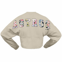 Cream Houston Astros Fanatics Women's Floral Preppy Cropped Long Sleeve T-Shirt