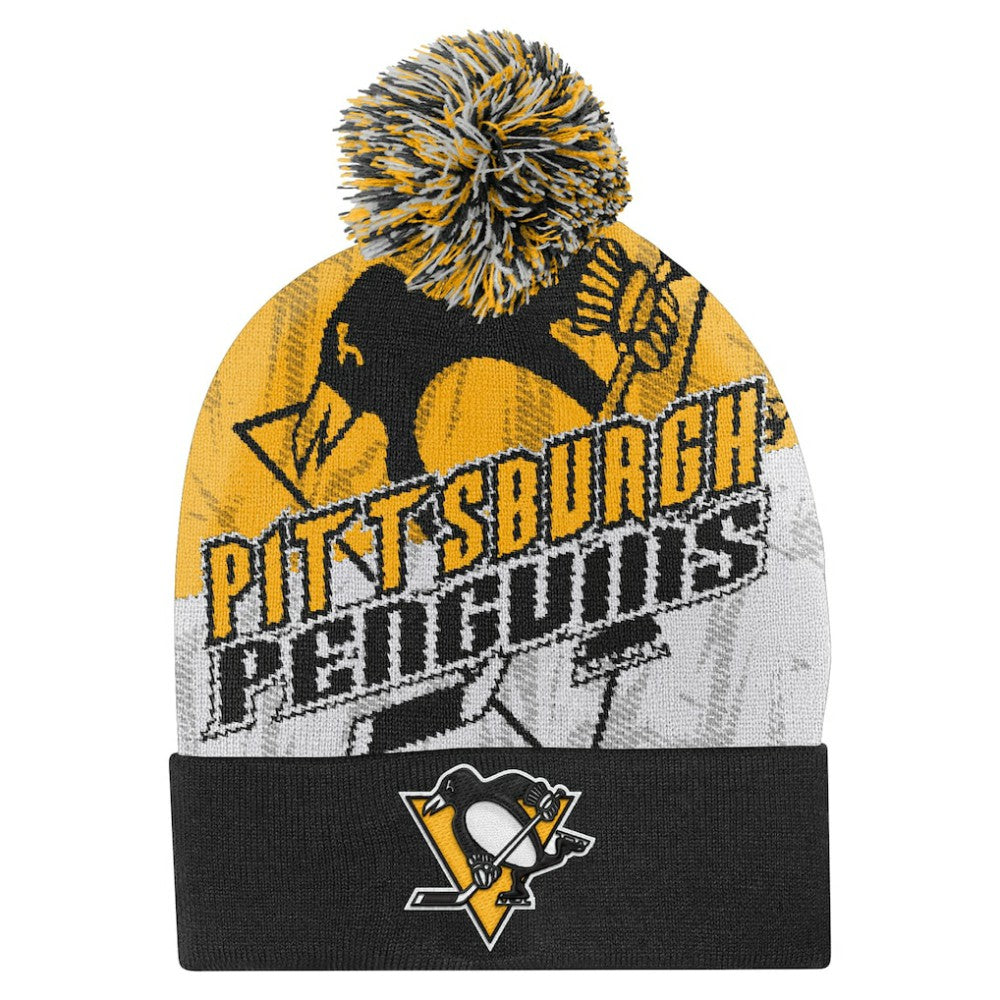 NHL Pittsburgh Penguins Outerstuff Youth New Edge Cuffed Knit Hat with Pom
