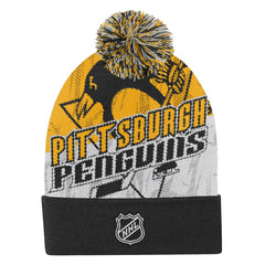 NHL Pittsburgh Penguins Outerstuff Youth New Edge Cuffed Knit Hat with Pom