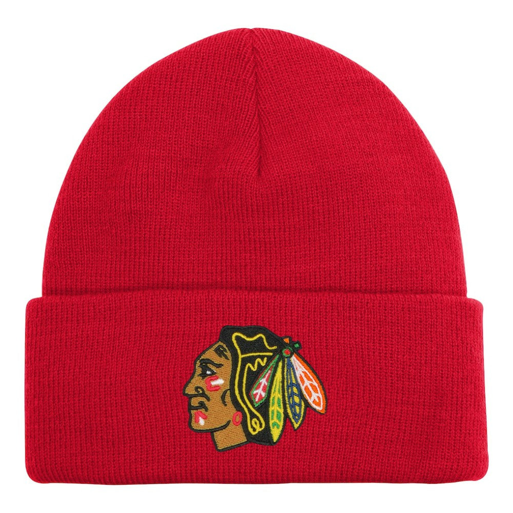 NHL Chicago Blackhawks Outerstuff Youth 2.0 Essential Cuffed Knit Hat
