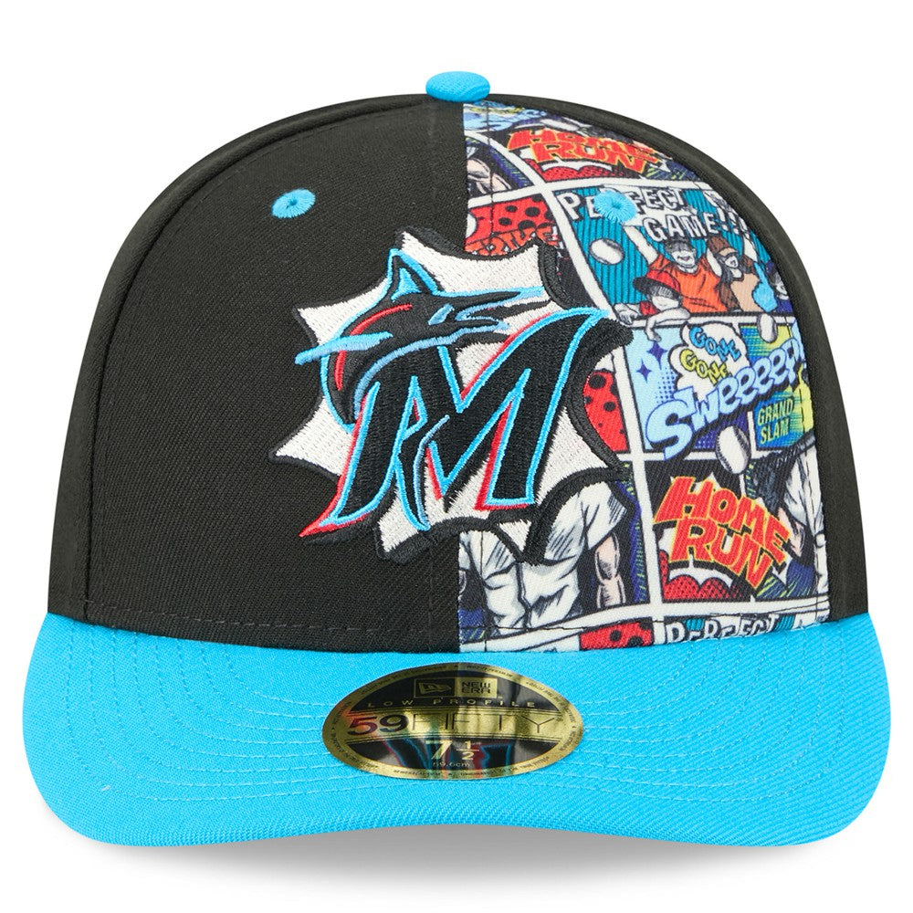 Black/Blue Miami Marlins New Era 2025 MLB Diamond Hero Edition Low Profile 59FIFTY Fitted Hat