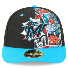 Black/Blue Miami Marlins New Era 2025 MLB Diamond Hero Edition Low Profile 59FIFTY Fitted Hat