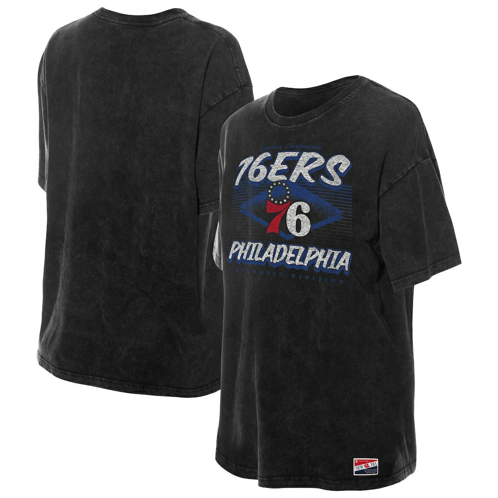 New Era Philadelphia 76ers Women's Throwback Mineral Wash Oversized T-Shirt